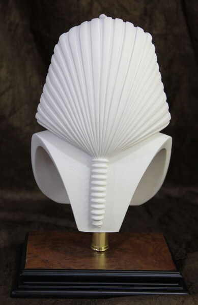 Mask of Tutankhamun Marble Bust Statue Head on Base Sculpture